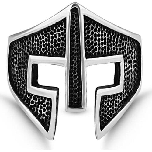 Men Handmade Silver Ring With Spartan Warrior Helmet Motif, Made in Turkey, Solid 925 Sterling Silver
