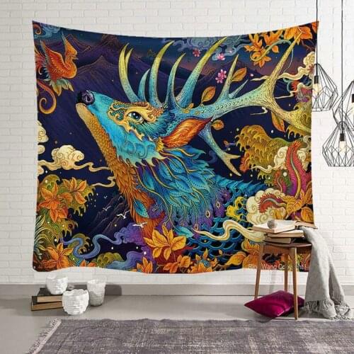 Cilected Color Art Tapestry Wall Hanging Poly Section Whale Dragon Print Wall Bohemian Bed Blanket Towel Tablecloth Curtains