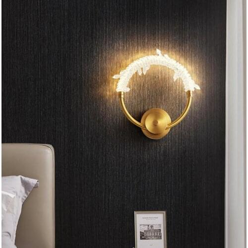 Nordic LED crystal Lighting Round LED Wall Lamp All Copper wall mounted Led light for Bedroom Bedside Lamp Living Room furniture