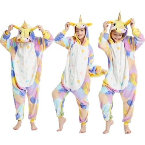 New Winter Baby Unisex Cute Cartoon Onesie Animal Pajamas Unicornio Unicorn Stitch Kigurumi Flannel Nightie Sleepwear Party Wear