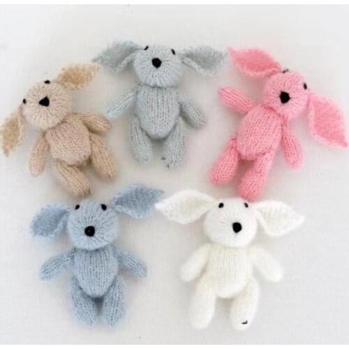 Newborn Photography Props Stuffed Toys Knitted Mini Bunny Toy Crochet Rabbit Photo Prop Baby Shower Gift
