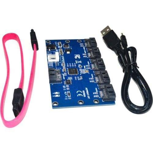 SATA 1 to 5 Hard Disk Riser Adapter Card Motherboard SATA Port Multiplier Support SATA3.0 Expansion Card