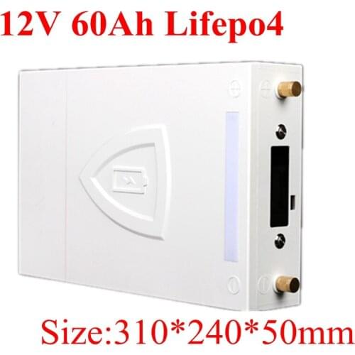 Portable 12V 60Ah LiFepo4 Battery Pack for Solar System Energy Storage System Power Bank Outdoor Power Backup +Bag+5A Charger