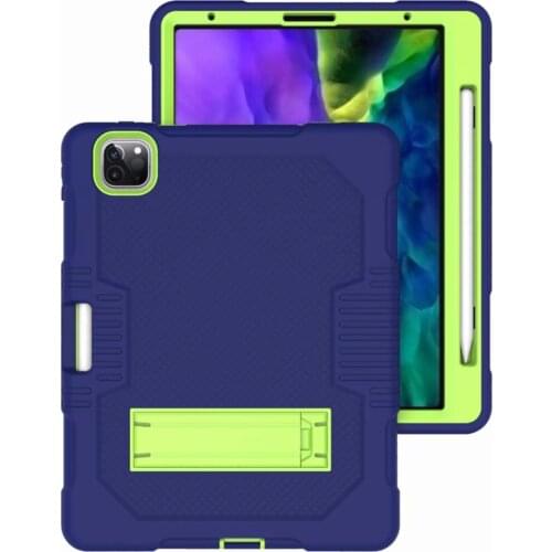 For iPad Pro 11 2018/2020 Kickstand Silicone Shockproof Tablet Case with Pencil Holder Rugged Silicone Shockproof Cover
