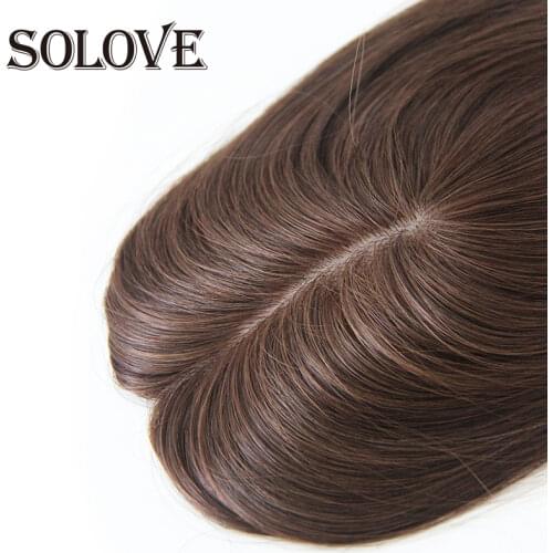 10"-"20 Straight LACE+PU Hair Topper Human Hair Hair piece for Women Natural Color Remy Women Toupee with Double Knots
