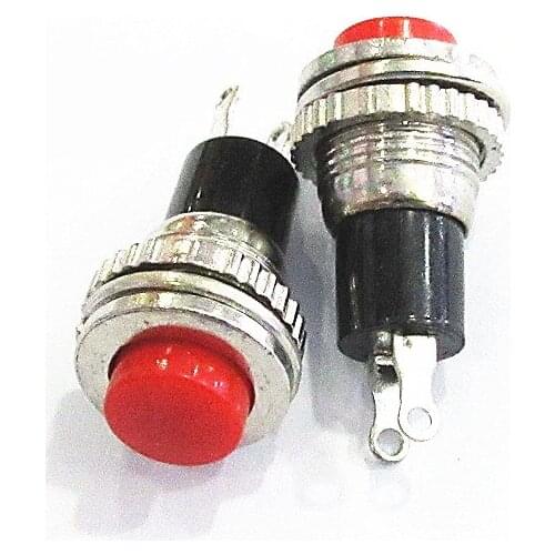 10MM Small Button Switch DS-316 Red Unlocked Self-reset Door Bell Horn Switch 2pcs