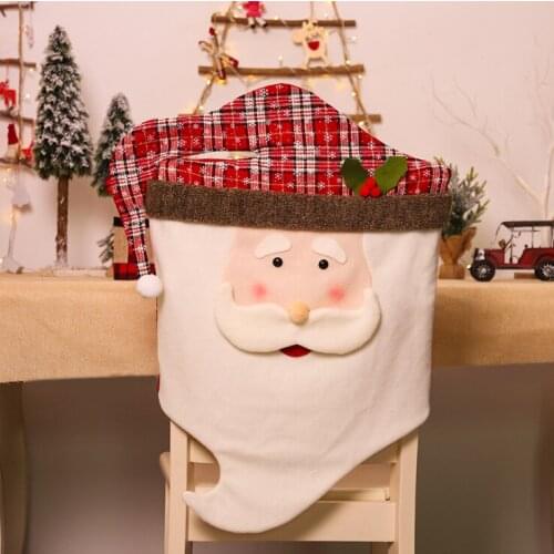 Christmas Decoration Chair Cover Creative Cute Santa Claus Gift Package Chair Cover Christmas Restaurant Home Chair Back Cover