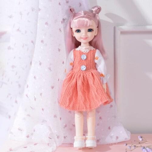 1/6 BJD Doll 30CM Ball Jointed Kit Full Set With Fashion Clothes Soft Wig Cute Smile Blue Eyes Make Up DIY Toys For Girl Gift
