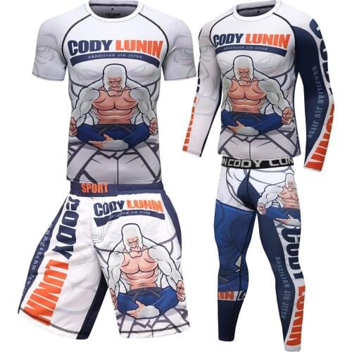 Men Compression Sports Suit Quick Dry Breathing MMA Fitness Training Kit Rashguard Men Sportswear Running Sportswear