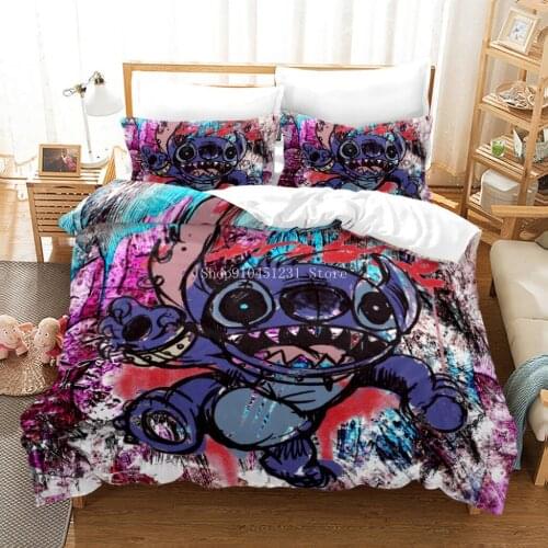 Stitch Bedding Set Cartoon Bedspread Single Twin Full Queen King Size Bed set Children girls Boys Bedroom Bed Set Home textiles
