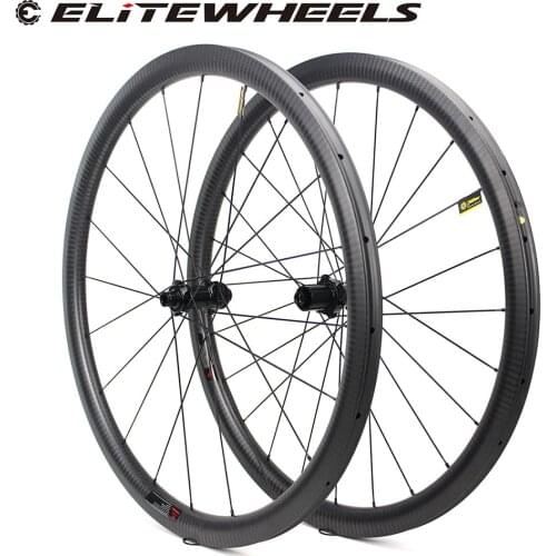 ELITEWHEELS 700C Gravel Carbon Wheeslet Cyclocross Center Lock 6 Bolt Lock Hub 24-24H Cycling 40mm Depth 28mm Width Disc Wheels