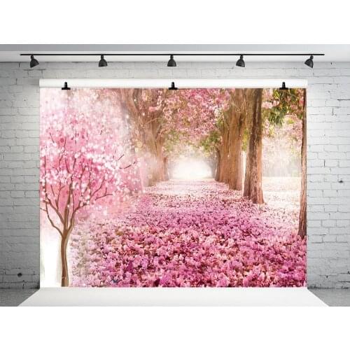 VinylBDS 10X10FT Japanese Pink Photographic Background Cherry Blossoms Tree Backgrounds For Photo Studio Flower Cotton Backdrop