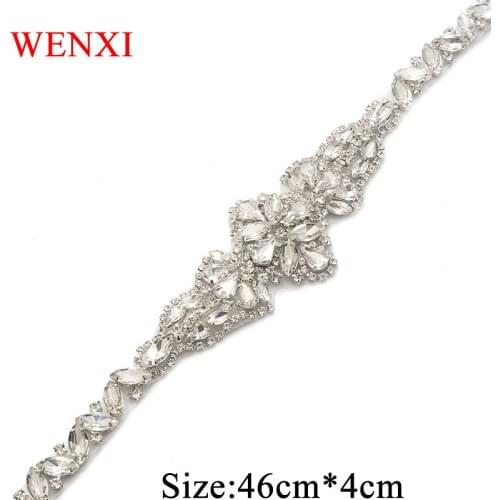 WENXI 10PCS Rhinestones Appliques Rose Gold Crystal For Bridal Dress Waistband Rhinestones Accessories WX869