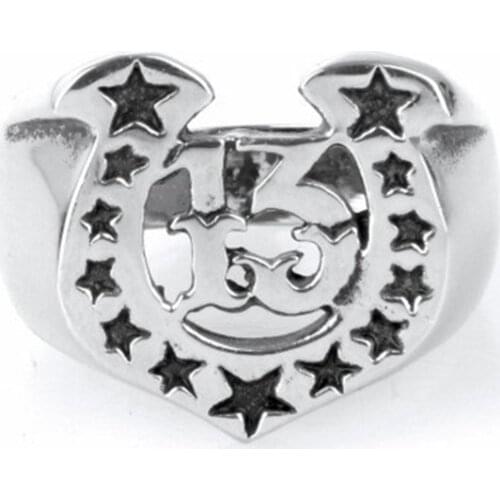 Stainless steel jewelry Mens fashion punk 13 stars u-shaped titanium steel ring