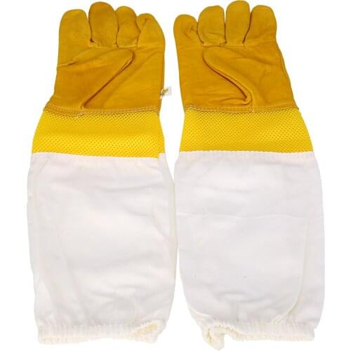 Yellow Size XL Beekeeping Gloves Goatskin Bee Keeping with Vented Beekeeper Long Sleeves Breathable Gloves Bee Tools 1 Pair