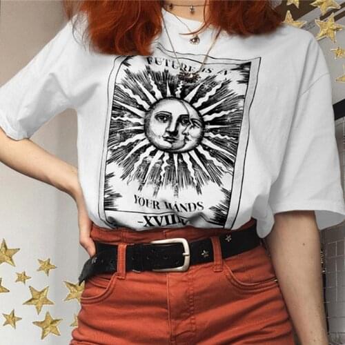 Vaporwave women Harajuku Tops Sun Retro print Punk Gothic t-shirt casual Summer funny Chic cute loose short-sleeve Fashion Tee