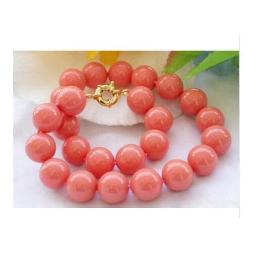 Women Gift gem beads jewelry Beautiful Natural Genuine 8mm South Sea Coral Round Beads Necklace