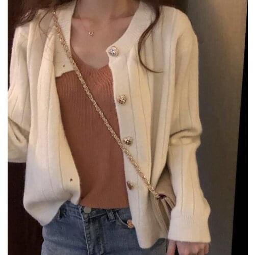 Woman Sweaters Cardigan 2021 Spring Autumn Knitted Cardigan Coat Womens Tops Womens Loose Sweater Sunken Stripe