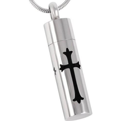 Cross Cylinder Cremation Urns For Human Ashes Adult Stainless Steel Keepsake Pendant Necklace Perfume Locket Ashes Necklace