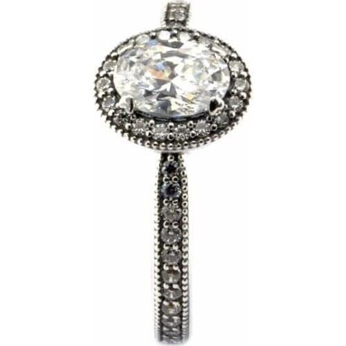 Vintage Elegance Silver Rings for Women 100% 925 Sterling Silver Rings Jewelry Oval Shape Clear CZ Crystal Female Ring Jewelry