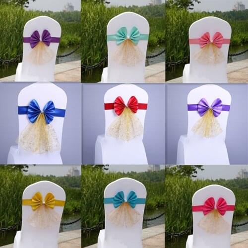 Fancy Chairs Sashes Set Chairback Elastic Free Fasten Bowknot Belt Strap Light Sash Covers And Bows Deco Chaise Mariage Ribbon