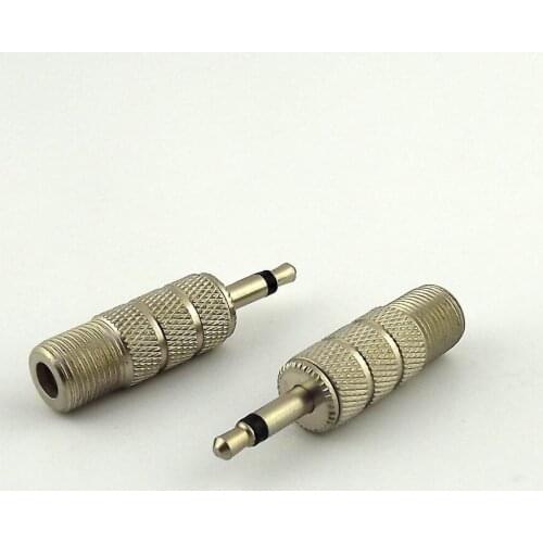 100pcs F Female Jack To 3.5mm 1/8" Male Plug Mono Coaxial Audio Adapter Converter