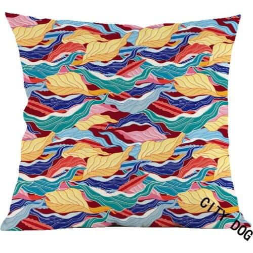 18''geometry Decorative pillow Cushion Cover Kanagawa ukiyo-e style geometrical Pillows Case for sofa home decor