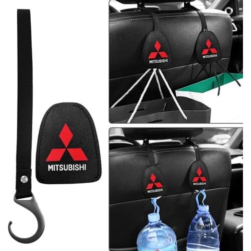 2pcs Car Badge Seat Back Hook Headrest Hanger Holster Hook For Mitsubishis ASX Lancer Pajero Outlander L200 EVO Lancer EX Pajero