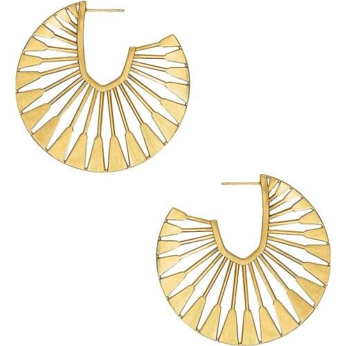 2020 New U Shape Vintage Hollow Out Sector Stud Earring for Women