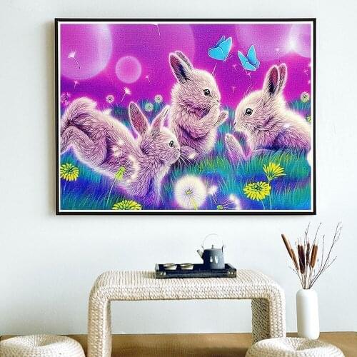 Diamond Mosaic Full Display Rabbits Cross Stitch Diamond Embroidery Sale Animals Rhinestones Pictures Diamond Painting