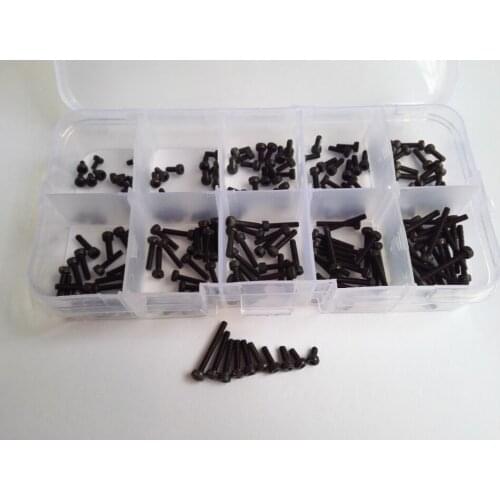 200pcs M2 Allen Bolts Hex Socket Round Cap Head Stainless Steel Screws Assortment Set Black Free Shipping