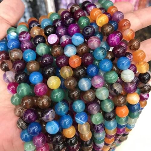 4/6/8/10mm Natural Striped Agates Stone Beads For Jewelry Making Round Loose Agat Beads DIY Bracelet Accessories Strand 15
