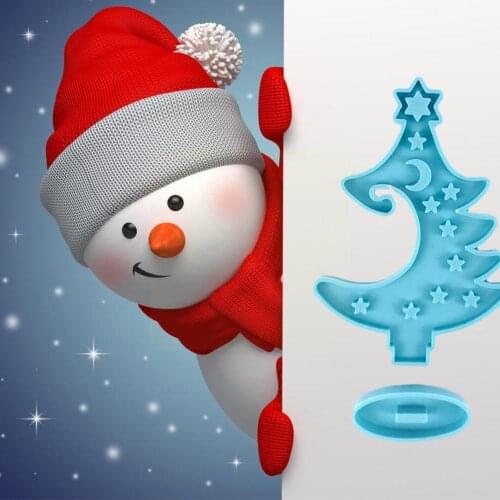 Winter Tree Ring Holder Epoxy Resin Mold Assemble Christmas Trinket Casting DIY Crafts Decorations Box Tree Tools Mold Sili H8S7