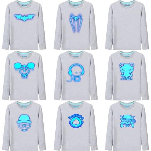 Children Clothing Baby Clothes Boys Long Sleeve Luminous T-Shirt Girls Shirts Tops Tee Sweatshirt Christmas Kids Teen Costume