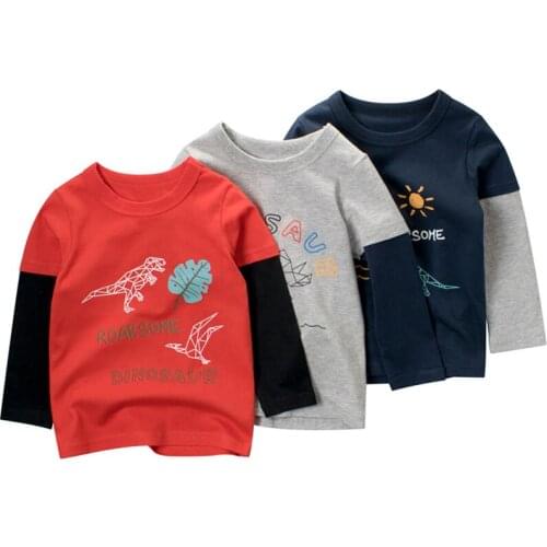Baby Stitching Sweatshirts Boys Girls Spring Autumn Cotton Casual Tops Long Sleeve Clothes Print Pullover Hoodies Children 2-9Y