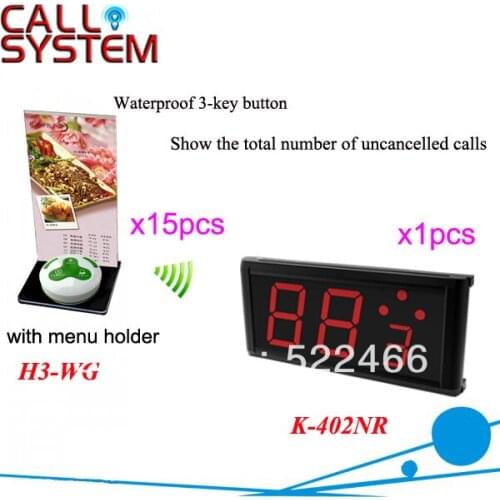 Guest Call Bell System K-402NR+H3-WG for restaurant service with call button and led display DHL Shipping Free