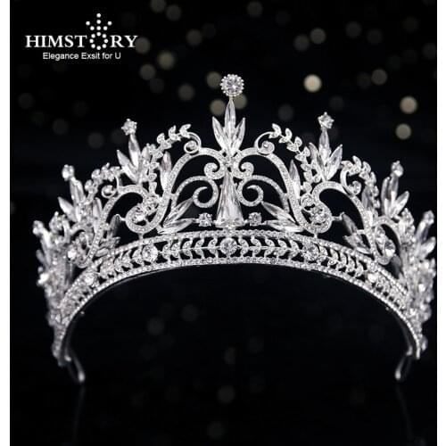HIMSTORY Luxury Crystal Rhinestones Royal Princess Bridal Tiaras Rhinestone Pageant Crowns Bride Headband Wedding Accessories