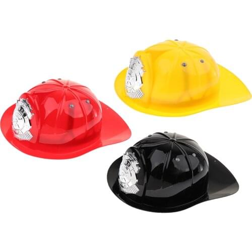 3 PCS Kids Pretend Play Fireman Chief Safety Helmet Firefighter Hat Costume Party Role Playing Toy