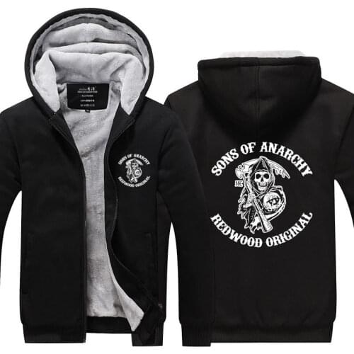 Sons of Anarchy Costume Hoodies Sweatshirts Samcro Jax Cosplay Hooded Coat Jacket Tops Winter Warm Thicken Sweater Wear For Mens