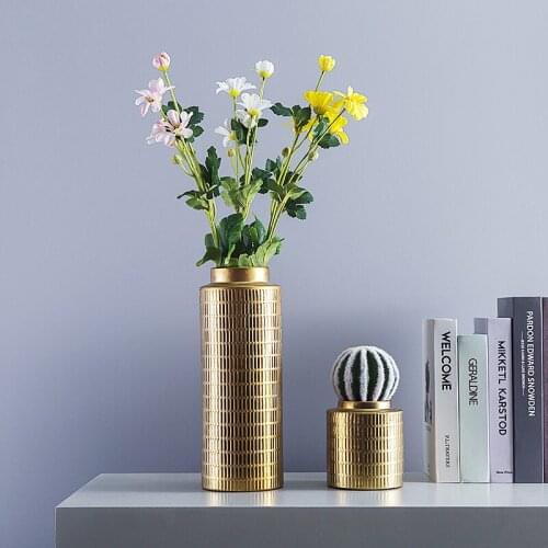Creative European Vase Plating Metal Color Ceramic Vase Decoration Home Decoration Flower Arrangement Vase