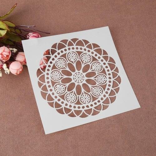 130*130mm Round Flower Print Mold Food Grade Plastic Coffee Cake Stencil Fondant Buttercream Spray Mold Decor High Quality Safe