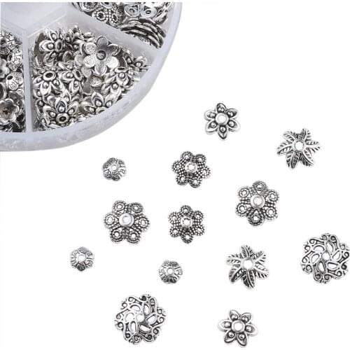 355pcs/box Flower Petal Beads Caps Golden Silver Color Metal Spacer Beads for Jewelry Making Accessories 6/9/11/13mm