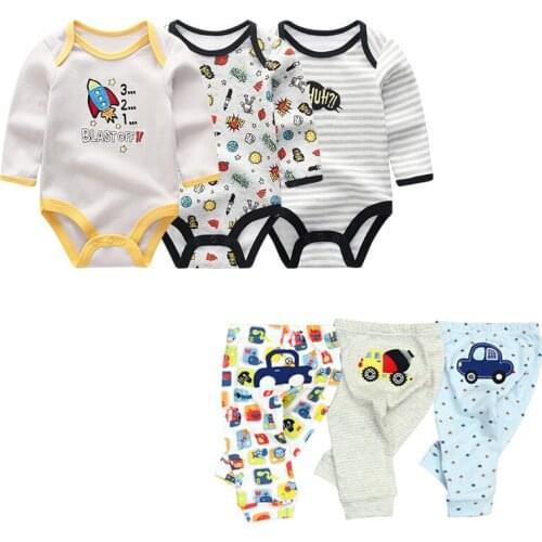 0-12M Cute Baby Boy Clothes Sets Spring Autumn Cartoon Cotton Bodysuits+Pants Costumes for Babies Girl Roupa de bebe
