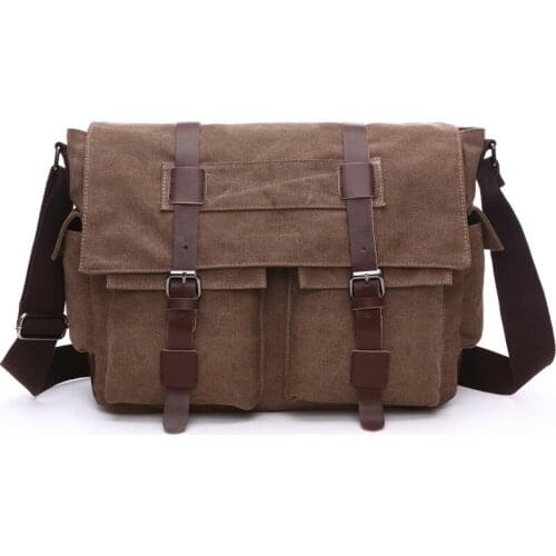 Men Crossbody Bag Male Business Messenger Bags Men Shoulder Bag Canvas Retro Casual Travel Bag Large Size Bag for School