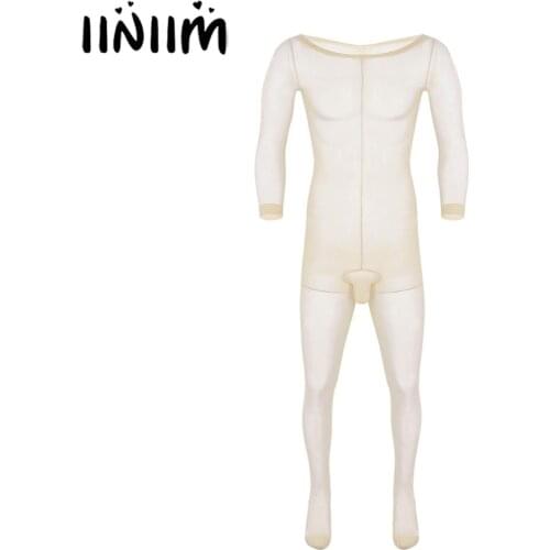 Mens Skinny Lingerie Exotic Body Stockings See-through Gay Sexy Closed Penis Sheath JJ Sissy Closed Toe Ultra-thin Pantyhose