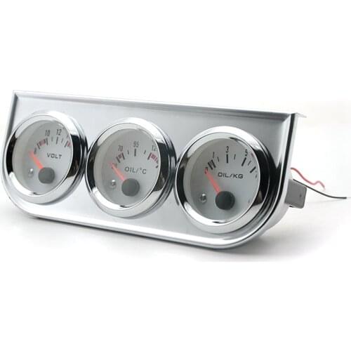 Triple Kit 52mm Oil Temp Oil Pressure Volt Gauge Meter White Face Chrome Kit With Sensors
