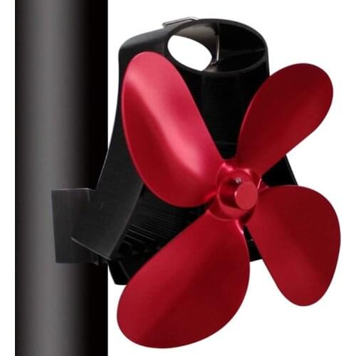 Wall Mounted Heat Self-Powered Fireplace Stove Fan Quiet 4 Blades Aluminum Efficiently Warm Large Room Wood Log Burner Eco