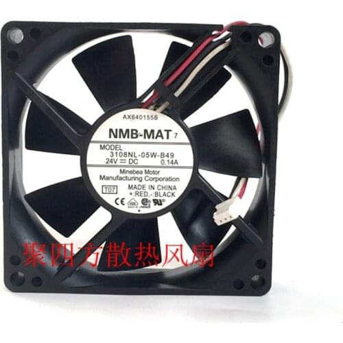 Original 3108NL-05W-B49 8020 8CM 24V 0.14A three-wire alarm inverter fan