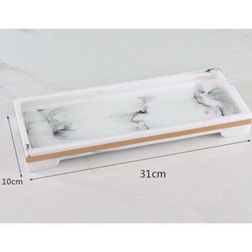 Imitation Marble Resin Tray Bathroom Storage Tray Rectangular Jewelry Plate Kitchen Tray Dish Nordic Bathroom Container Home Dec
