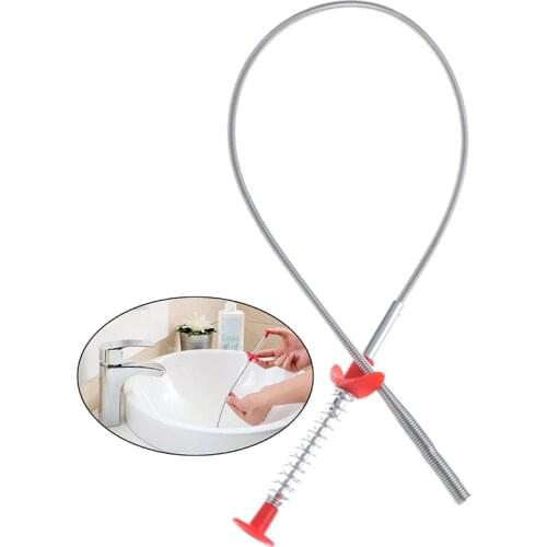 PP wire brush Hand Kitchen Sink Cleaning Hook Sewer Dredging Device Spring Pipe Hair Dredging Tool Metal wire brush